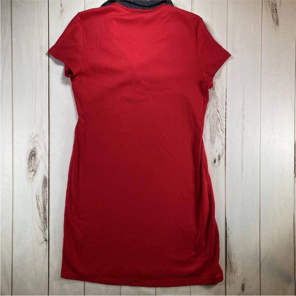 Tommy Hilfiger Shirt Dress Womens Medium Red Polo Polka Dot Collar Cotton - Picture 2 of 11